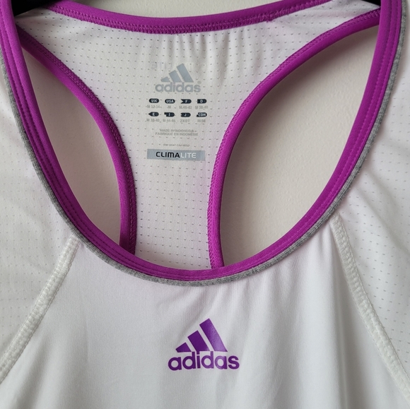 ADIDAS Climalite Racerback White and Purple Sports Tank Top Size M - Picture 8 of 12